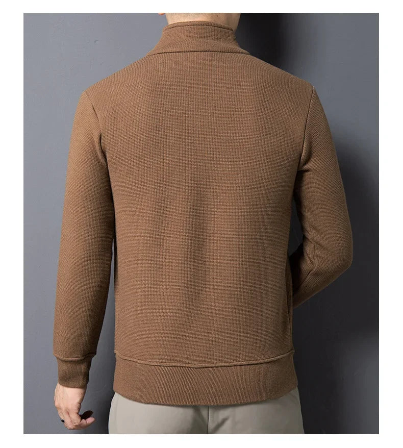 Men's Clothing Turtleneck Sweater Fashion Men's Knitwear Solid Color Chunky Half Zipper Thickening Sweater Luxury Warm Sweater