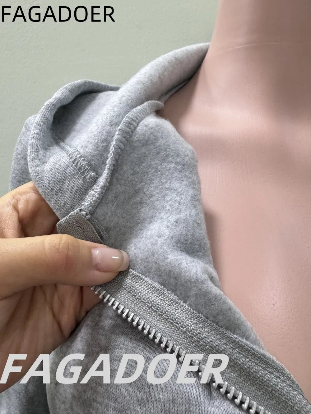 FAGADOER Casual Solid Hooded Zip Shorts Tracksuits Women