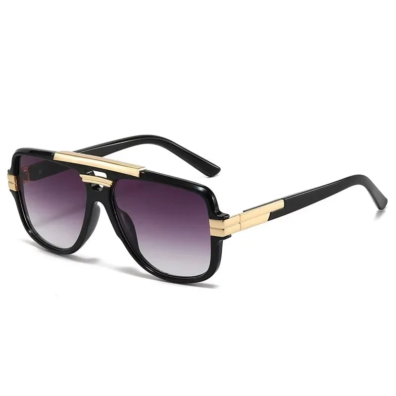 SO&EI Retro Square Double Bridges Men Sunglasses Fashion Brand Designer Shades UV400 Women Gradient Sun Glasses