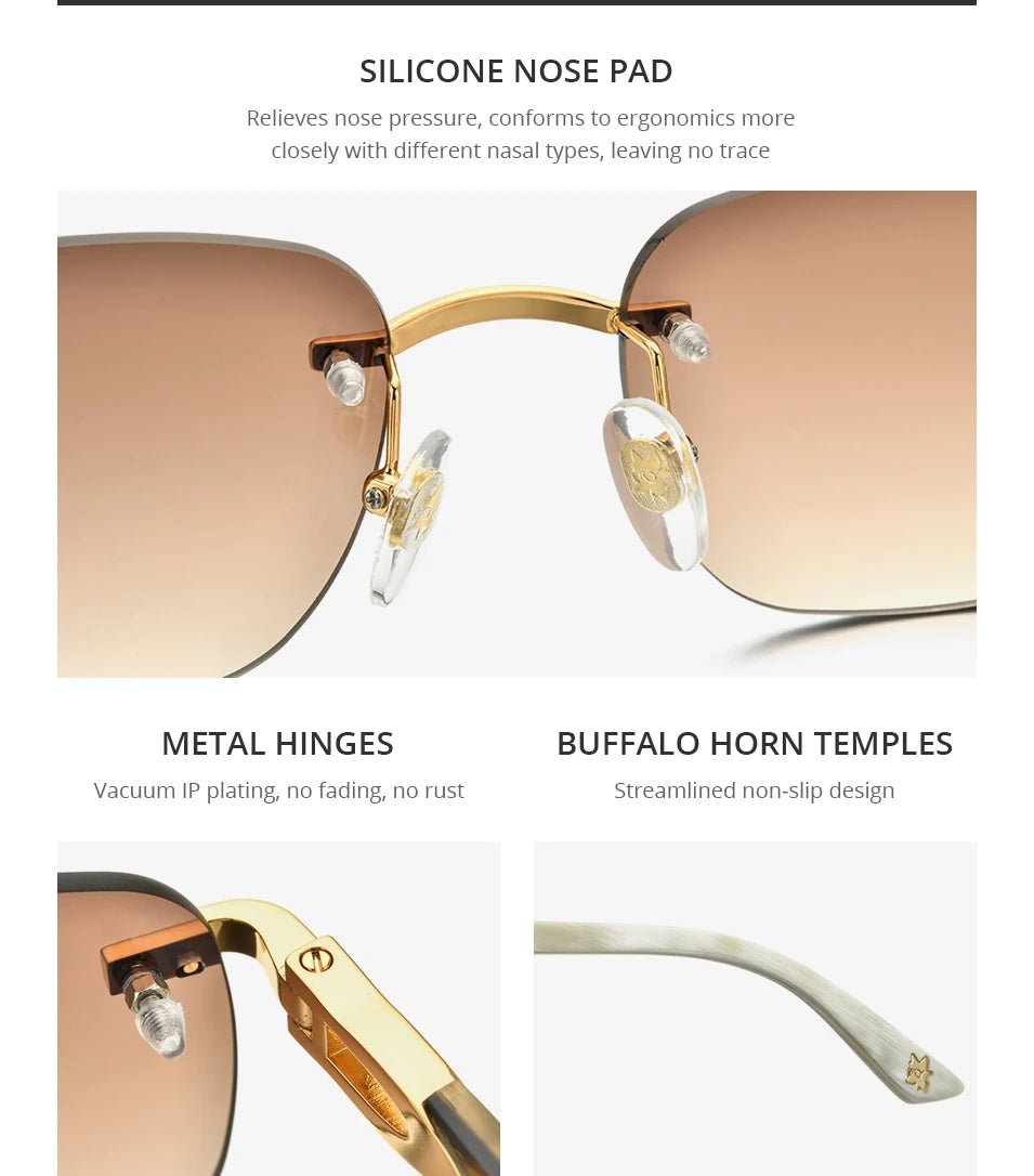 HEPIDEM Buffalo Horn Glasses Women New Square Rimless High Quality Men Sunglasses Luxury Eyewear Buffs Eyeglasses