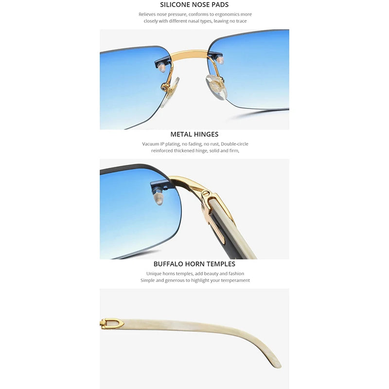 HEPIDEM Buffalo Horn Glasses Women New Square Rimless High Quality Men Sunglasses Luxury Eyewear Buffs Eyeglasses