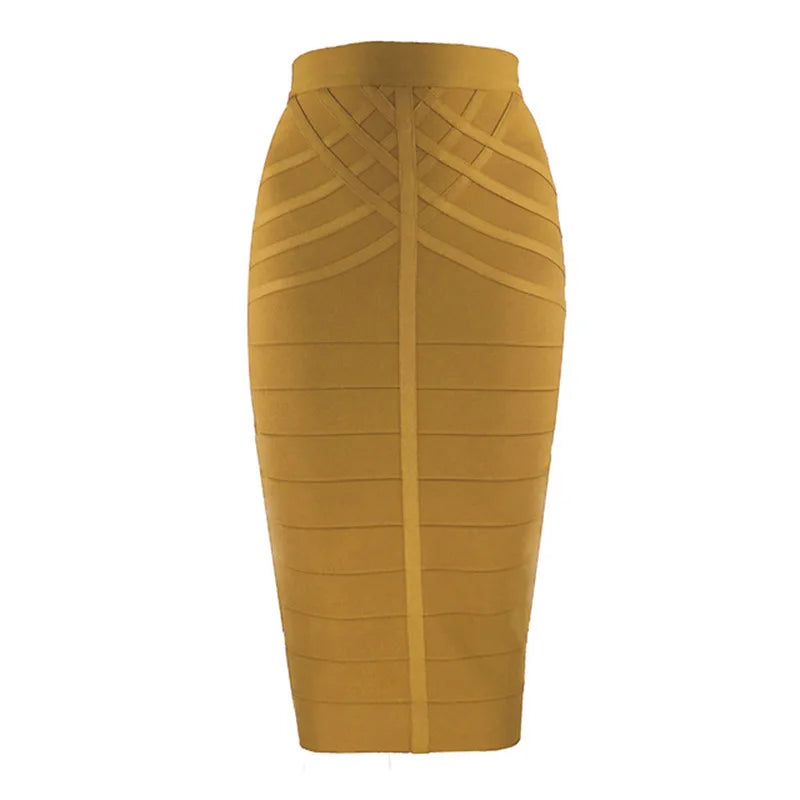 9 Colors Women Elegant Over Knee Bodycon Bandage Skirts