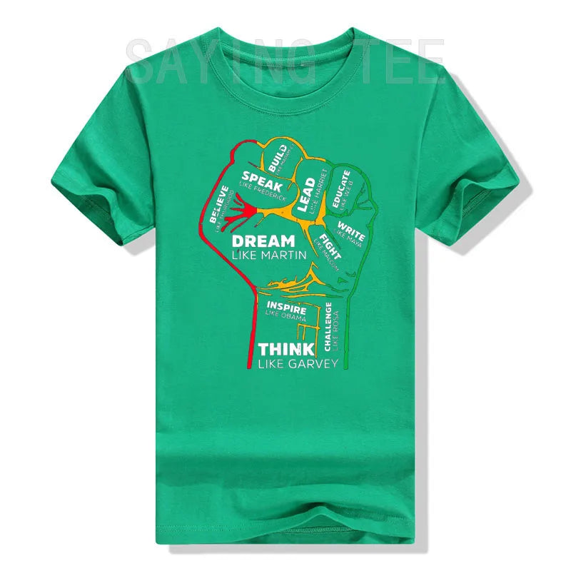 Inspiring Black Leaders Power Fist Hand Black History Month T-Shirt Cool Present for Women Men African Americans Graphic Tee Top