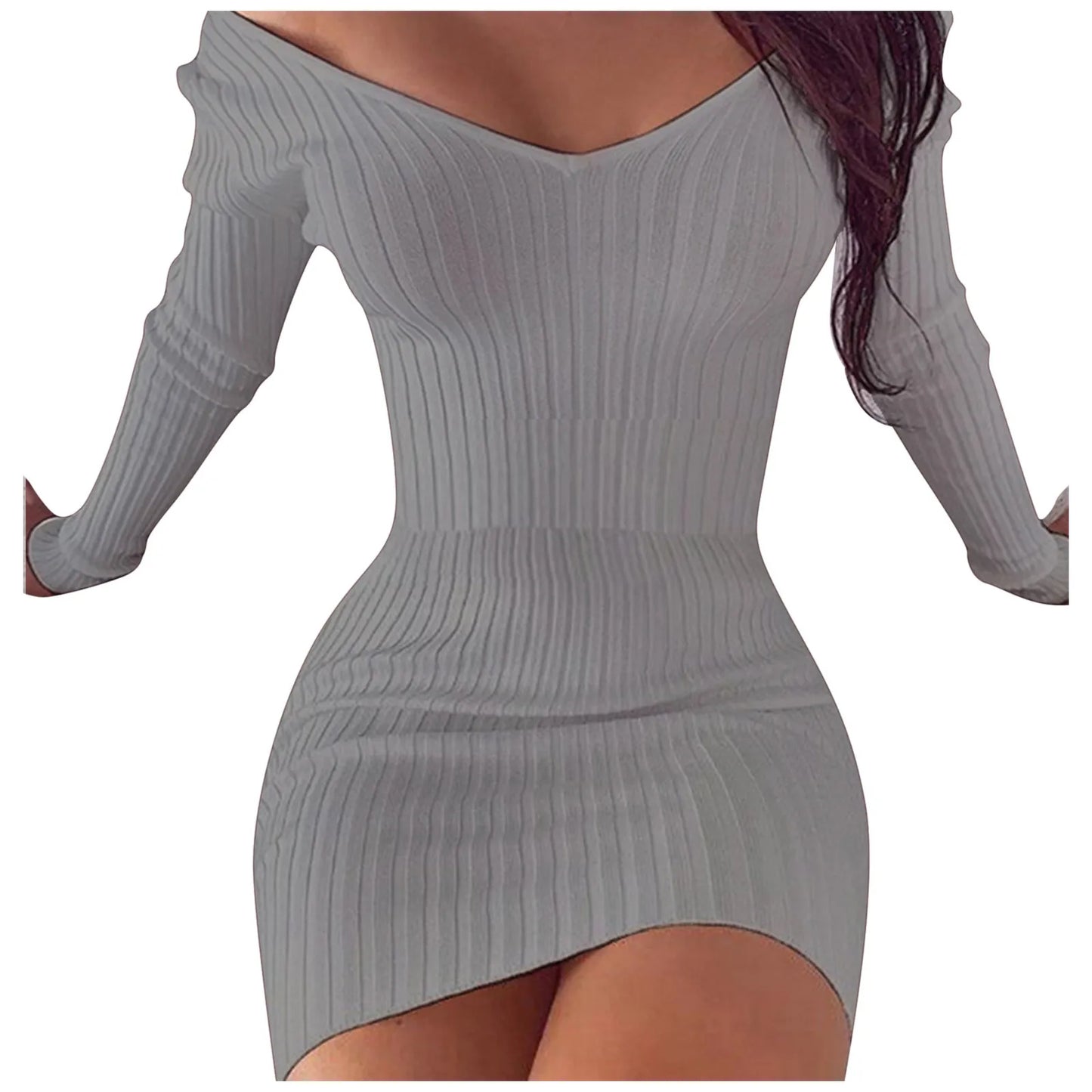 Sexy Off Shoulder Long Sleeve Bodycon Dress For Women Spring Autumn White Knitted Sweater Mini Woman Dresses Robe Femme