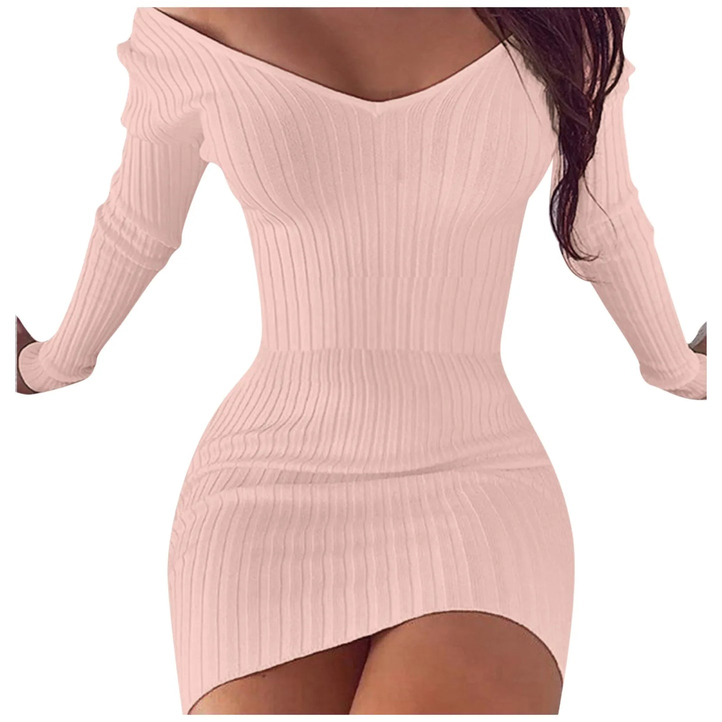 Sexy Off Shoulder Long Sleeve Bodycon Dress For Women Spring Autumn White Knitted Sweater Mini Woman Dresses Robe Femme