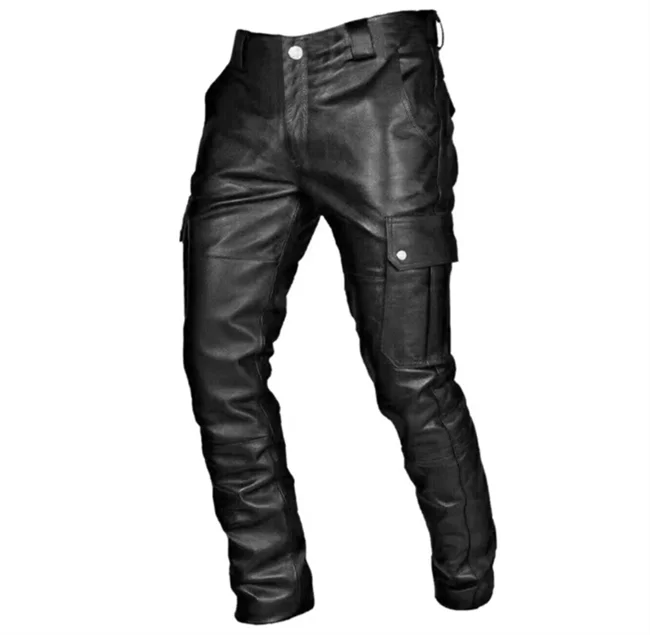 New Men Leather Pants Black / Red / Brown Fashion Men's Dance Party Casual Trousers Large Size 5XL