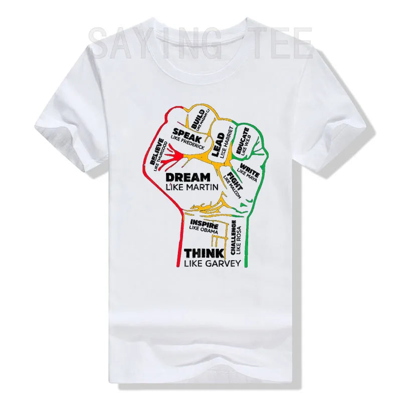 Inspiring Black Leaders Power Fist Hand Black History Month T-Shirt Cool Present for Women Men African Americans Graphic Tee Top