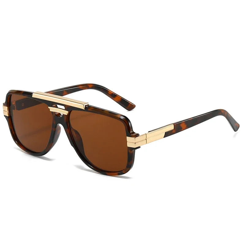 SO&EI Retro Square Double Bridges Men Sunglasses Fashion Brand Designer Shades UV400 Women Gradient Sun Glasses