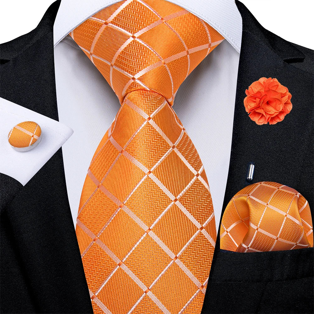 4Pcs Pink Paisley Folral Men Tie Pocket Square