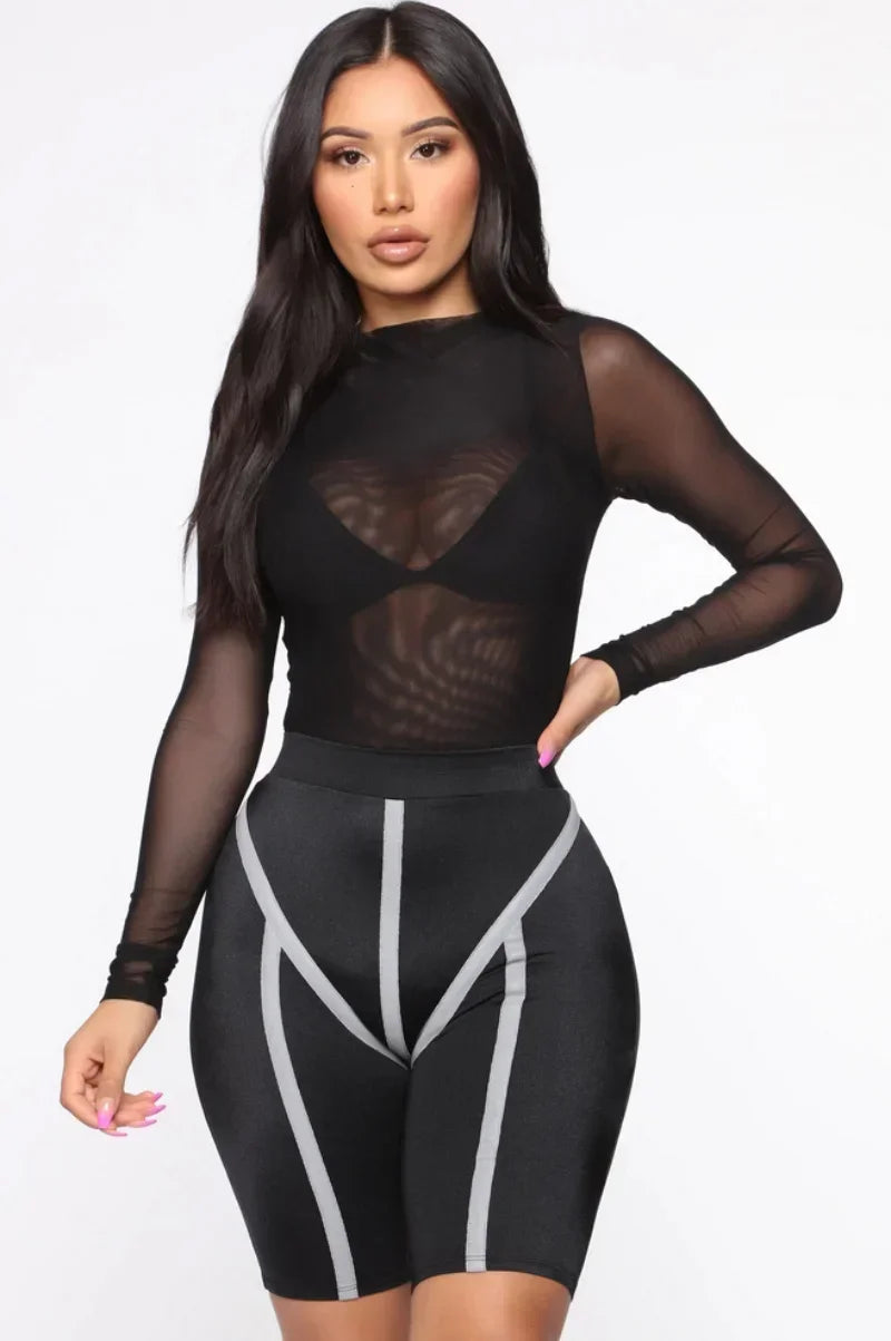 Sexy Transparent Black Body Woman Mesh Thin Bodysuite Top for Ladies See Through Bodysuit Shapewear Women Baddie Outfits