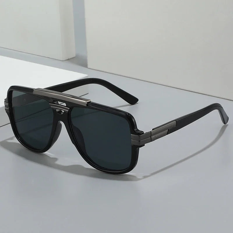 SO&EI Retro Square Double Bridges Men Sunglasses Fashion Brand Designer Shades UV400 Women Gradient Sun Glasses