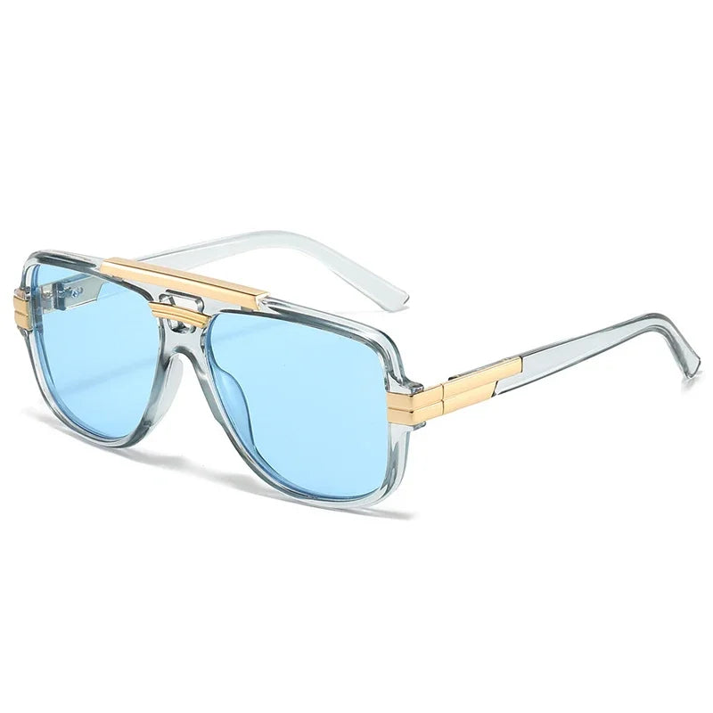 SO&EI Retro Square Double Bridges Men Sunglasses Fashion Brand Designer Shades UV400 Women Gradient Sun Glasses