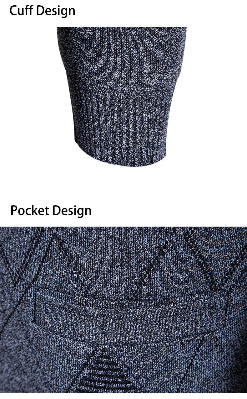 Mens Fleece Thick Cardigan Autumn Winter Knitted Sweaters Male Cardigans Slim Fit Luxury Brand Cold Sweater Coat Jacket