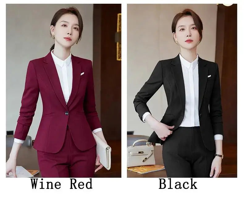 Novelty Wine Red Formal Women Business Suits