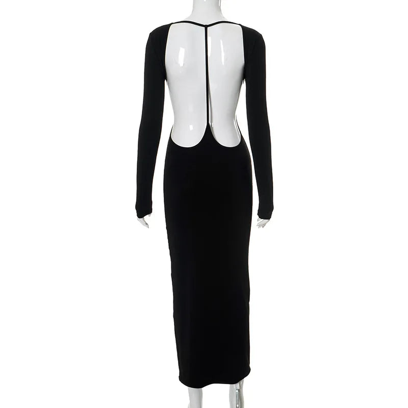 Shestyle Backless Black Pencil Dress