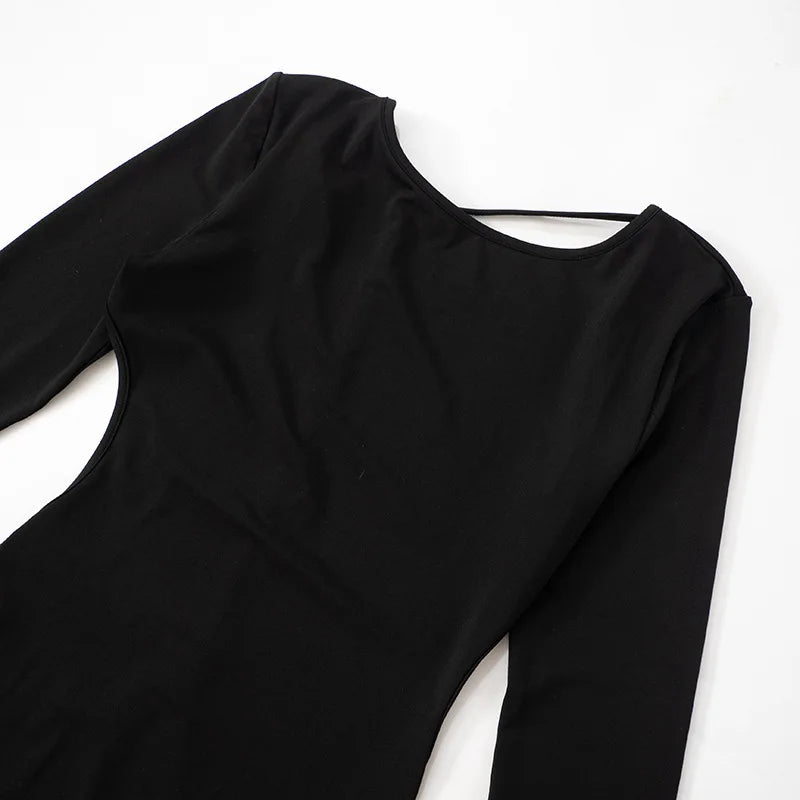 Shestyle Backless Black Pencil Dress