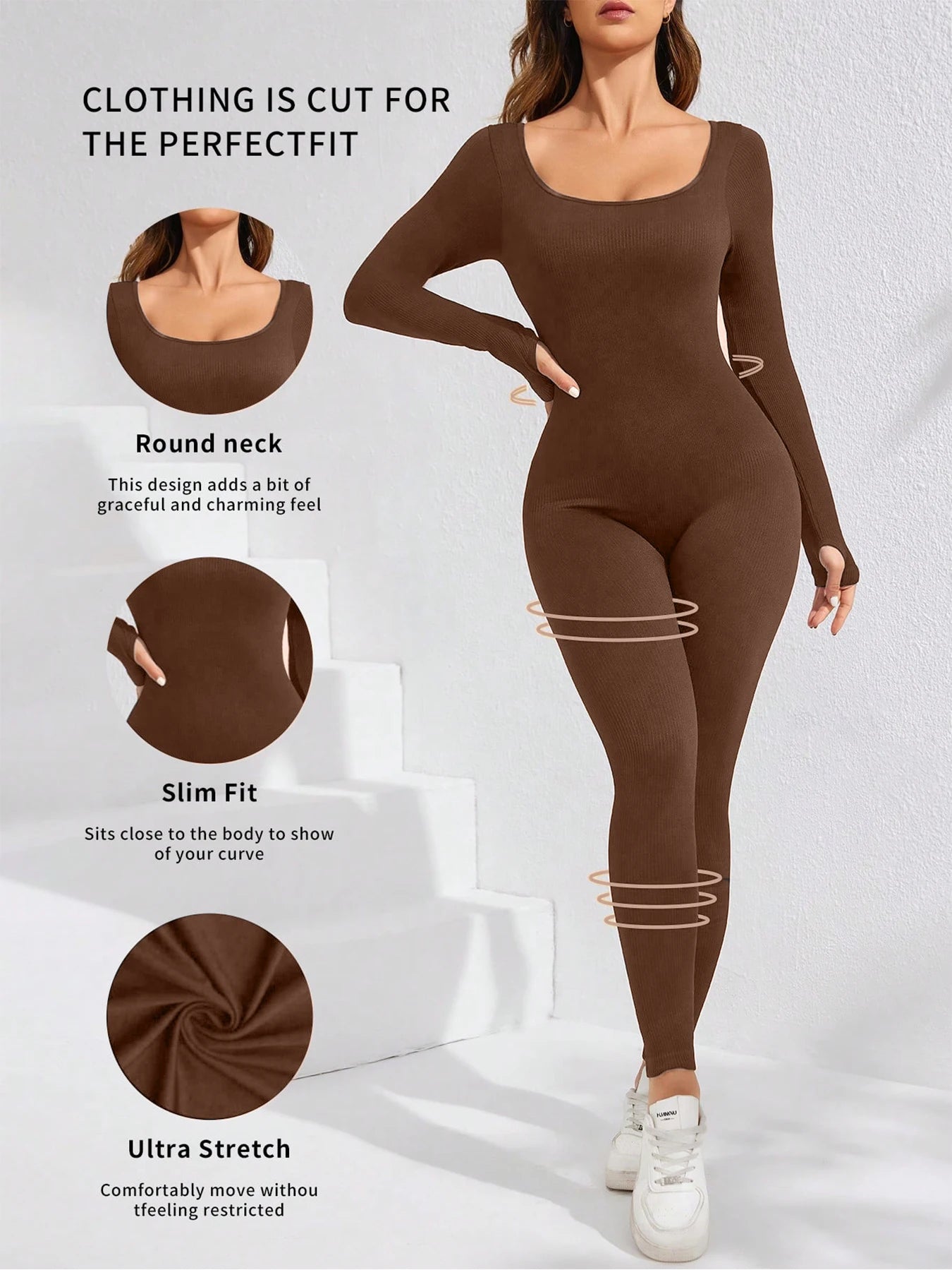 Slim Jumpsuit For Women‘s Clothing Zipper Casual Brown Fitness Rompers Autumn Playsuit Activity Streetwear Overall