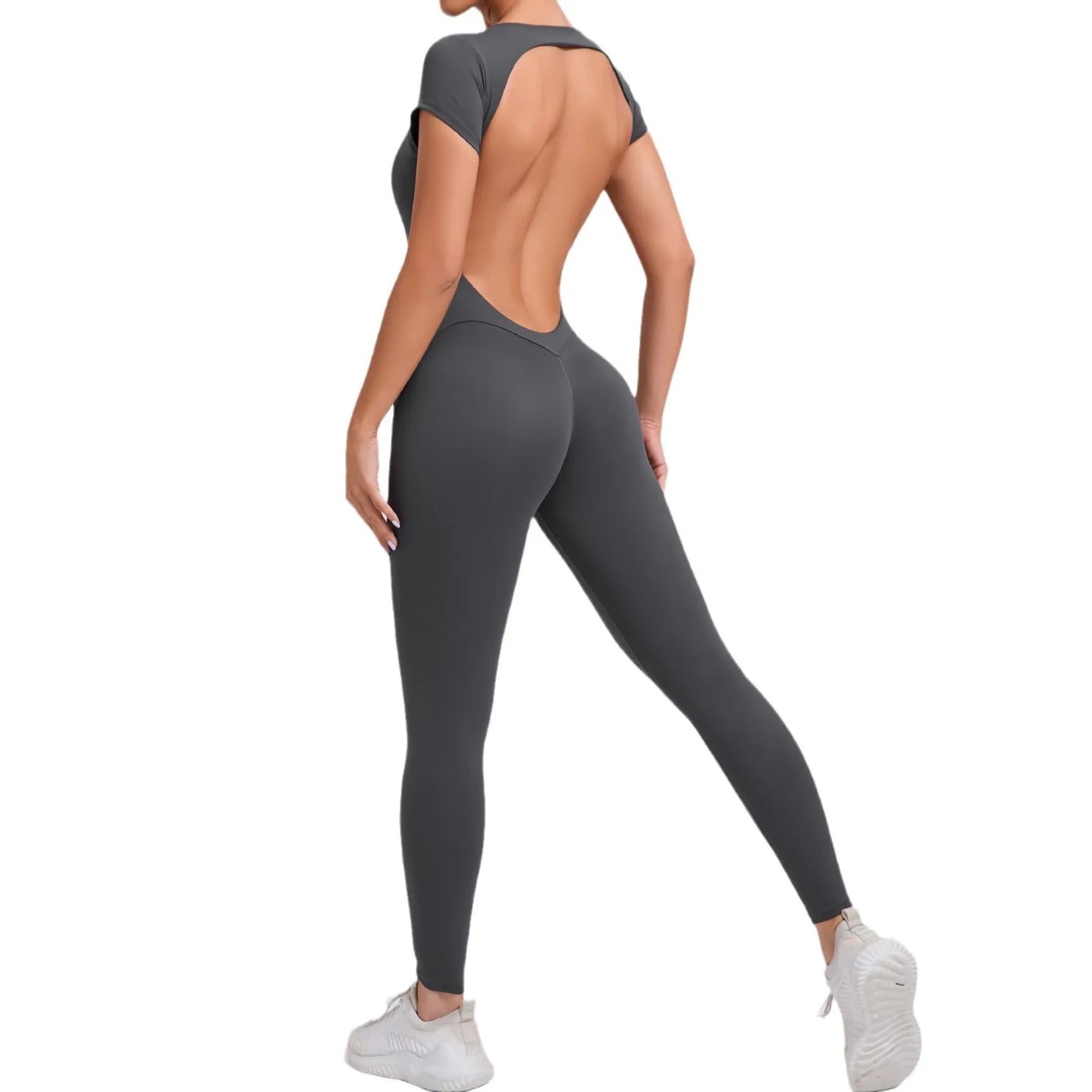 Sexy Long Sleeves One-piece Suit Female Jumpsuit Quick Dry Yoga Clothing Workout Bodysuits Backless Sports Rompers Women Gym