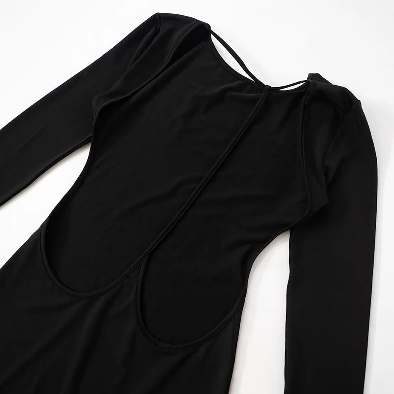 Shestyle Backless Black Pencil Dress
