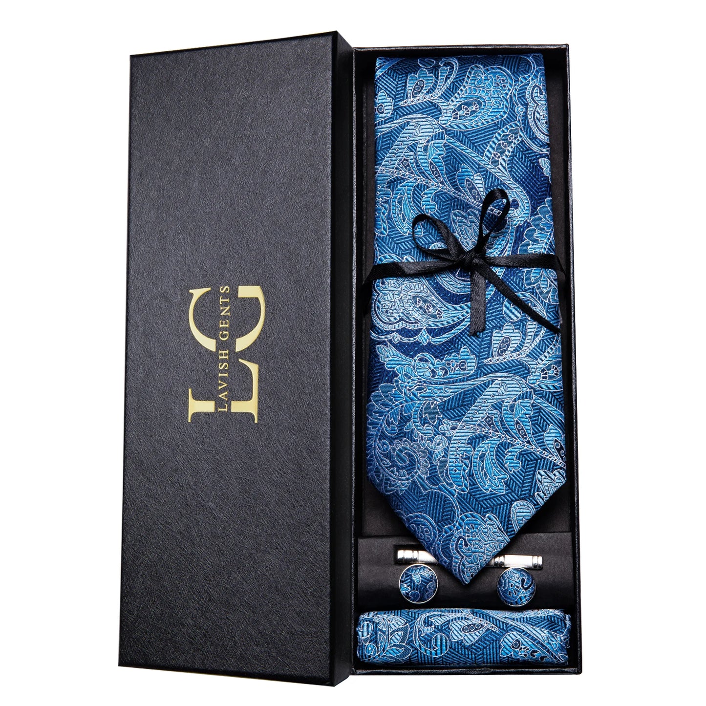 Hi-Tie Luxury Gift Box Classic Paisley Teal Green NeckTie