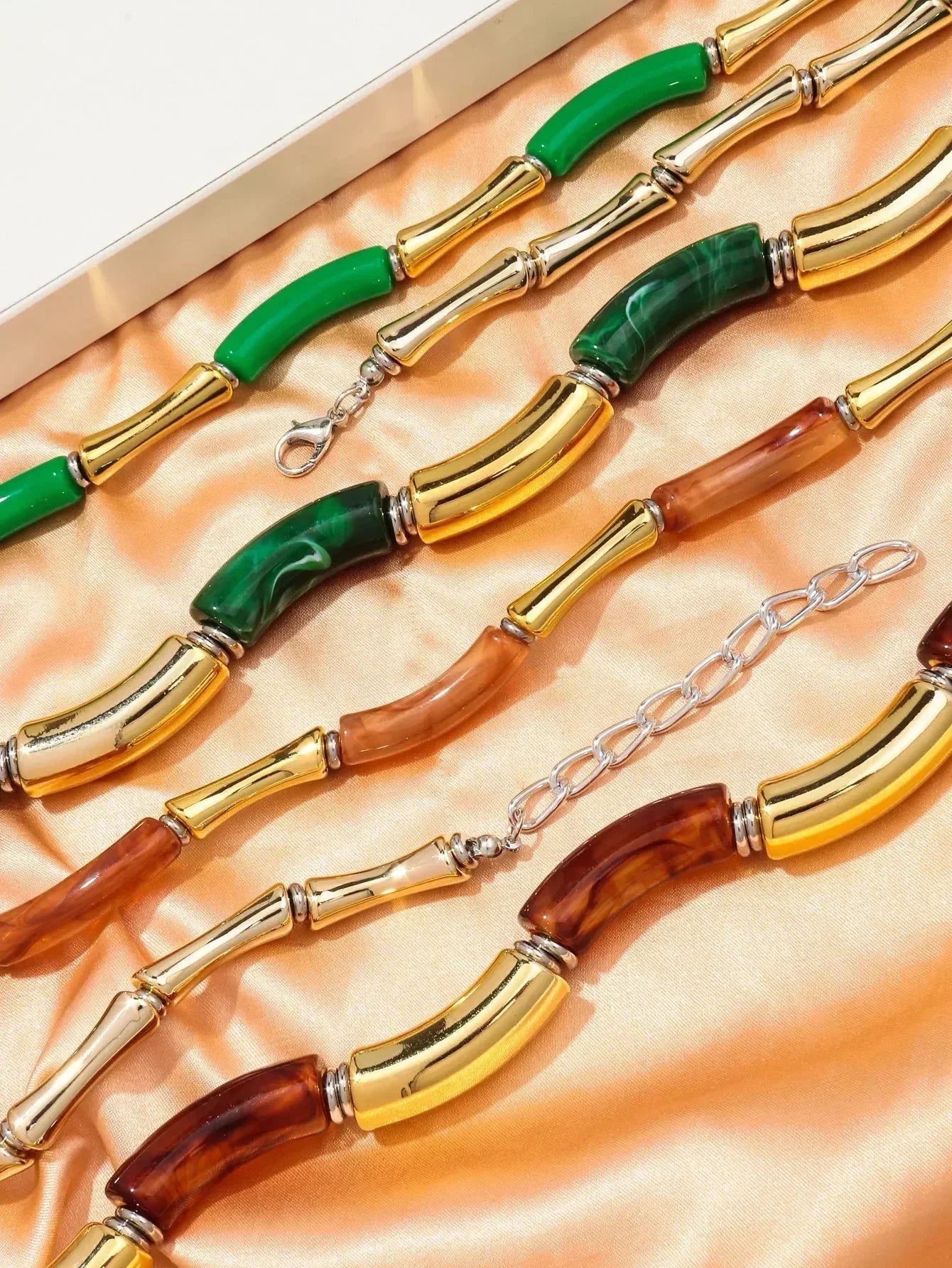 3 pieces/set Bohemian Acrylic Bamboo Beads Choker Necklace Set for Women Chunky Tube Necklaces 2024 Accessories Jewelry Femstylo