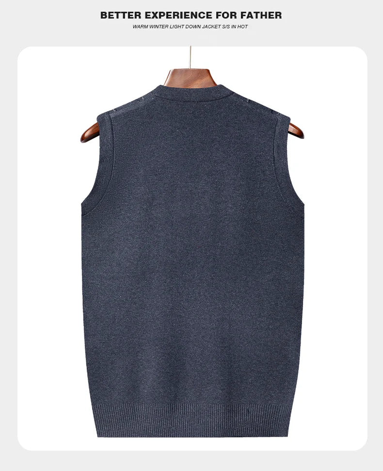 Men's Thickened Casual Sweater Tank Top Autumn and Winter Warm Men's V-neck Tank Top