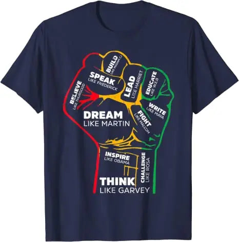 Inspiring Black Leaders Power Fist Hand Black History Month T-Shirt Cool Present for Women Men African Americans Graphic Tee Top