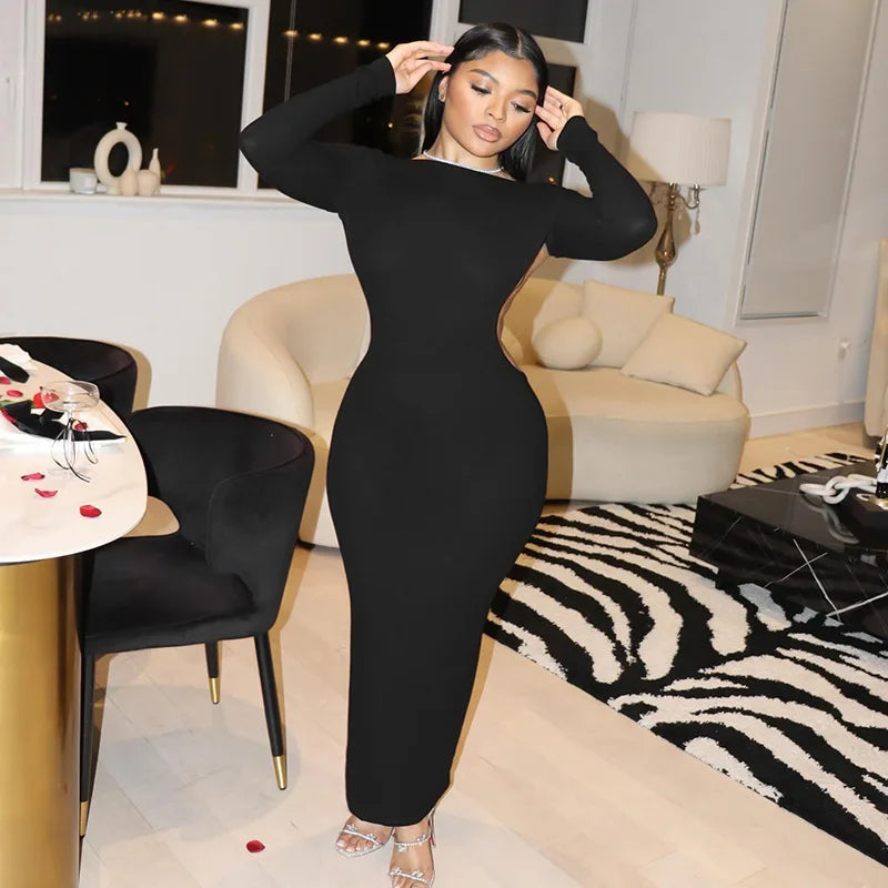 Shestyle Backless Black Pencil Dress