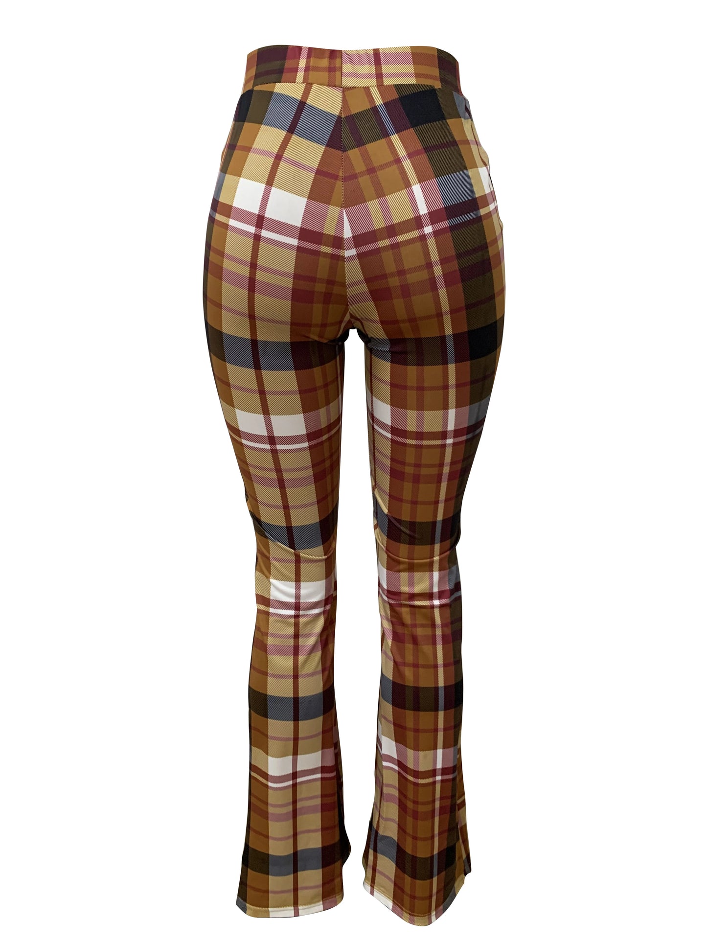 European and American women's plaid printed straight leg pants
