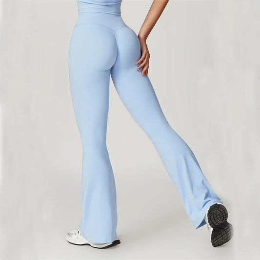 Women High Waist Flared Pants Slim Solid Sexy Pants Elastic Butt Lift Skinny Yoga Leggings Gym Workout Runing Push Up Leggings