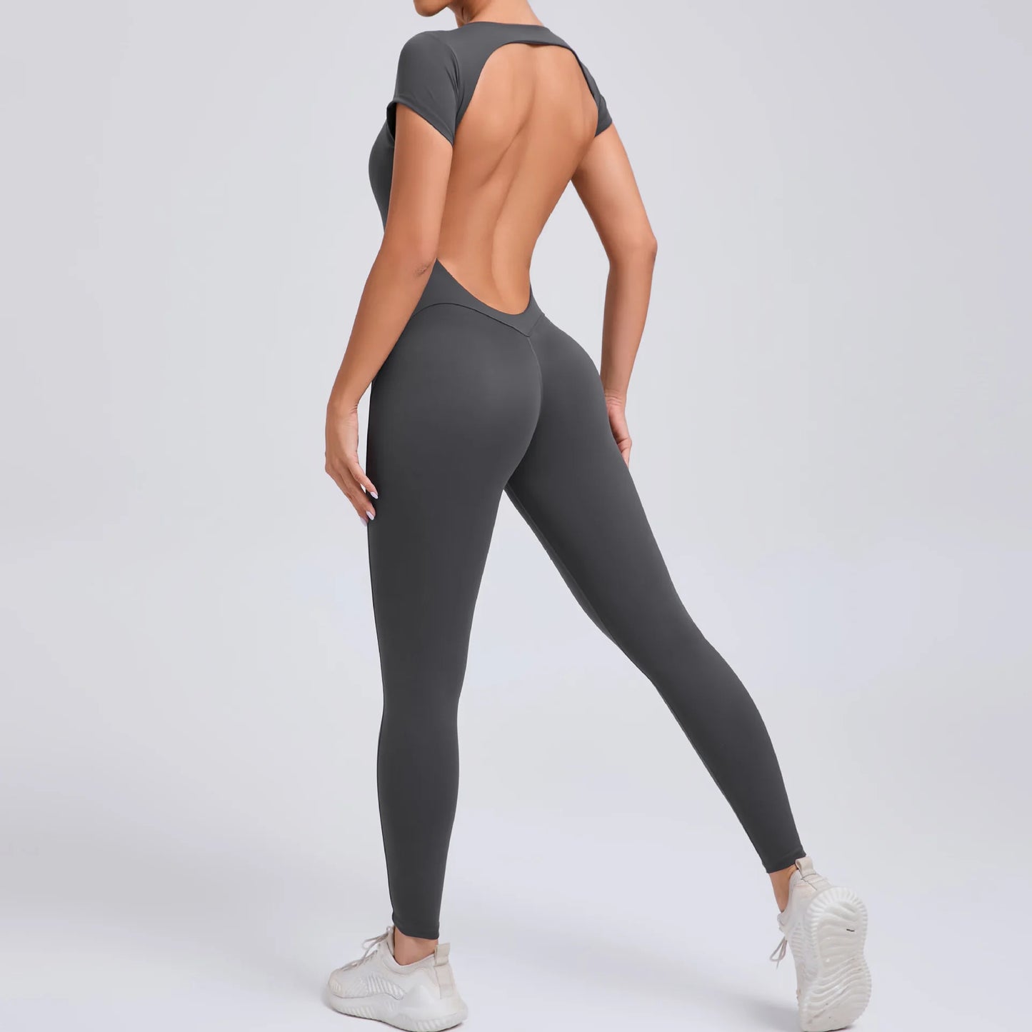 Sexy Long Sleeves One-piece Suit Female Jumpsuit Quick Dry Yoga Clothing Workout Bodysuits Backless Sports Rompers Women Gym