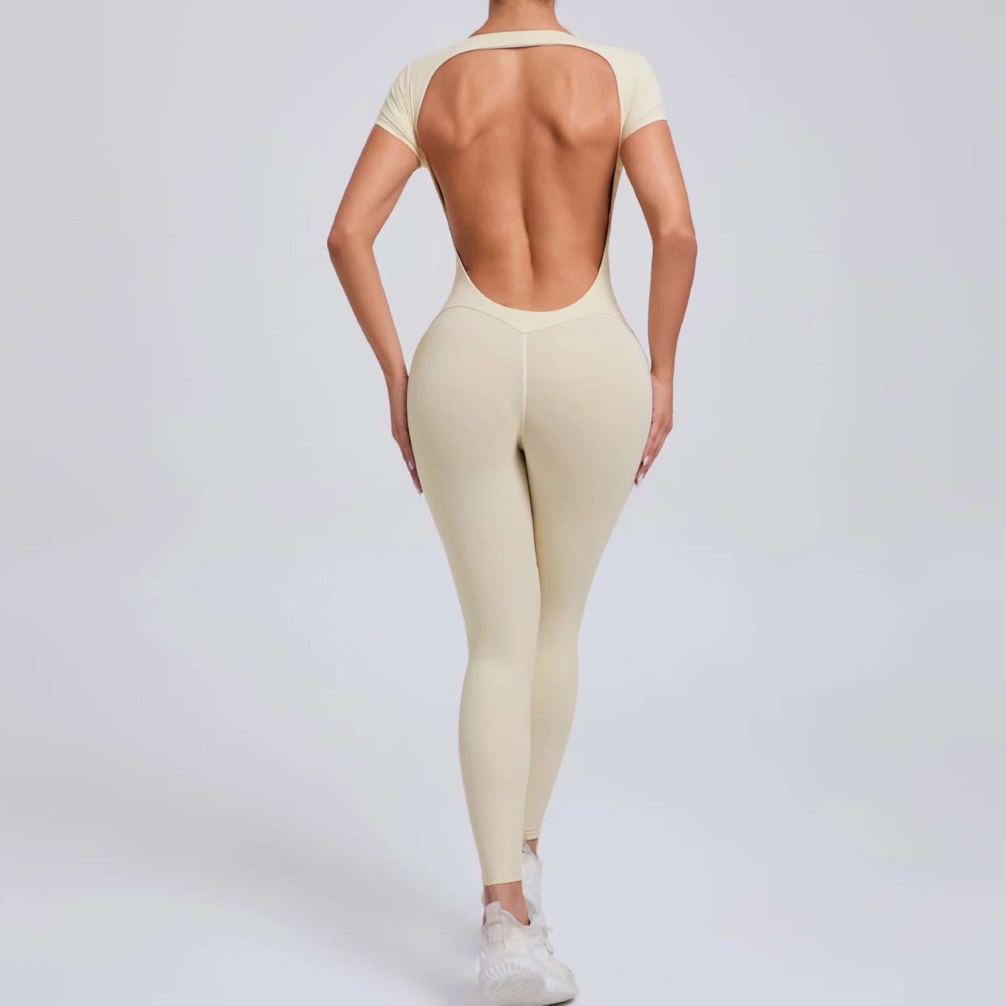 Sexy Long Sleeves One-piece Suit Female Jumpsuit Quick Dry Yoga Clothing Workout Bodysuits Backless Sports Rompers Women Gym