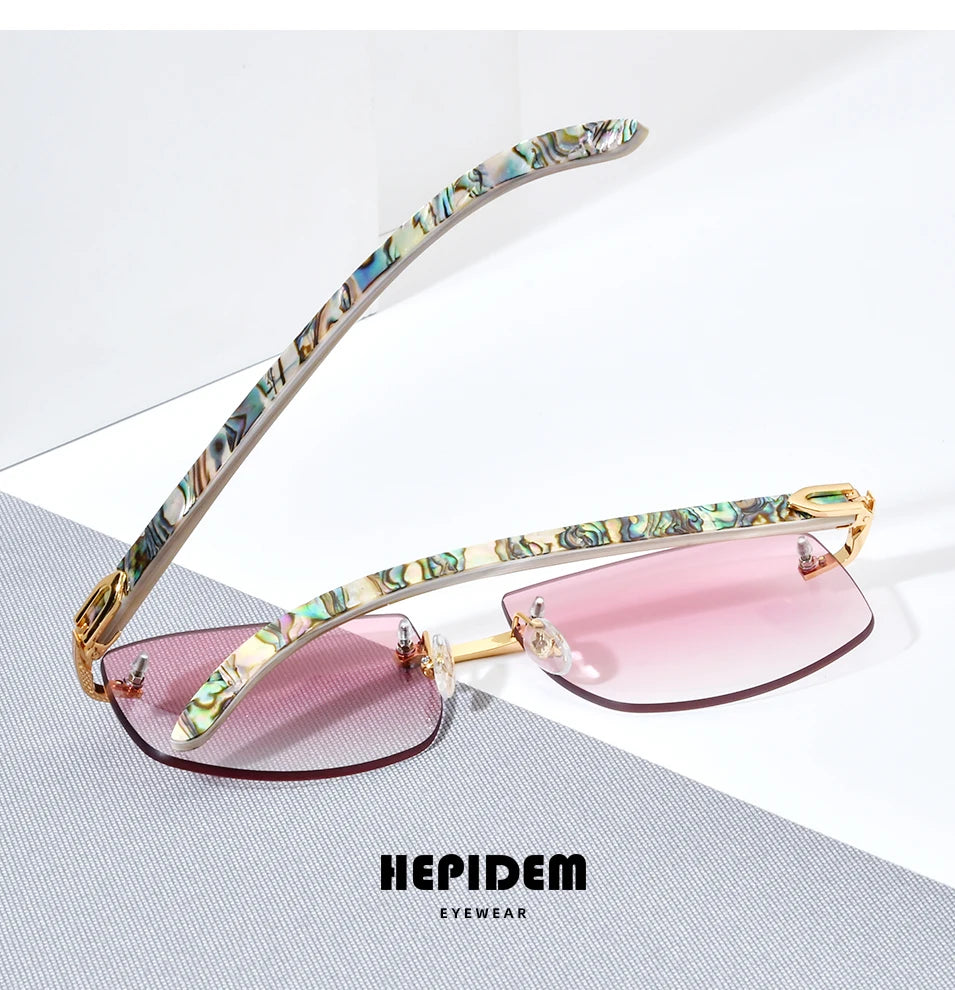 HEPIDEM Buffalo Horn Glasses Women New Square Rimless High Quality Men Sunglasses Luxury Eyewear Buffs Eyeglasses