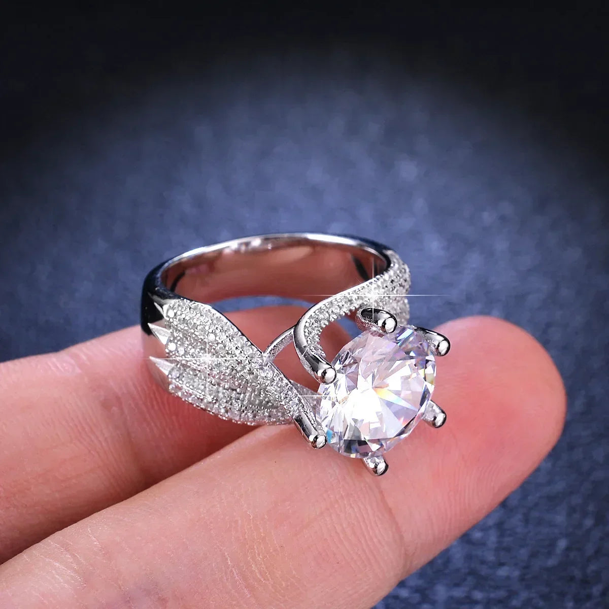 Luxury Platinum Pt950 18k 5 Carat Full Moissanite Diamond Rings for Women D Color Jewelry Wedding Engagement Ring Gorgeous