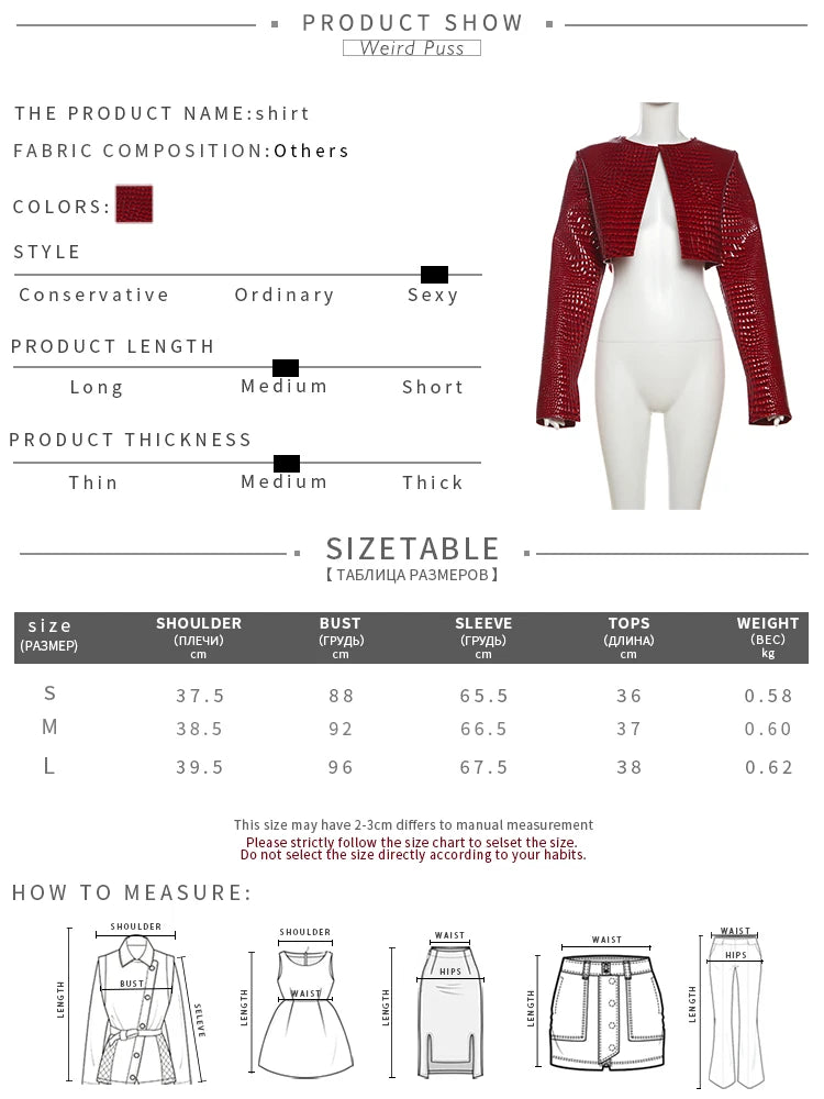 Weird Puss Faux Leather Jacket Women Hipster Snake Print Fall Trend O-Neck Full Sleeve Street Wild Basic Outwear Crop Overcoat