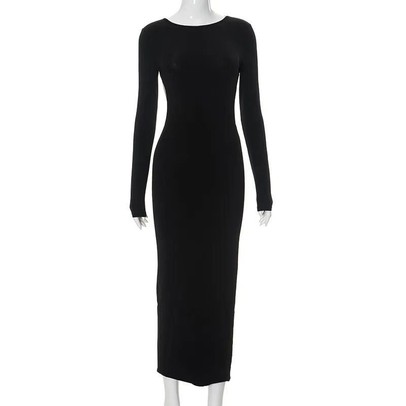 Shestyle Backless Black Pencil Dress