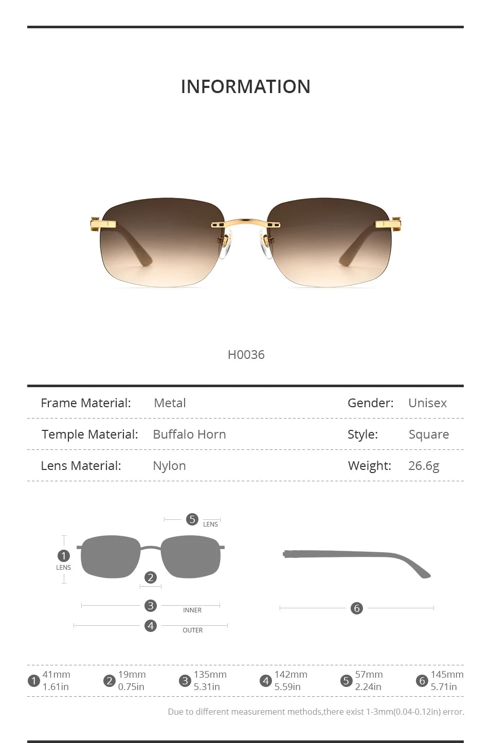 HEPIDEM Buffalo Horn Glasses Women New Square Rimless High Quality Men Sunglasses Luxury Eyewear Buffs Eyeglasses