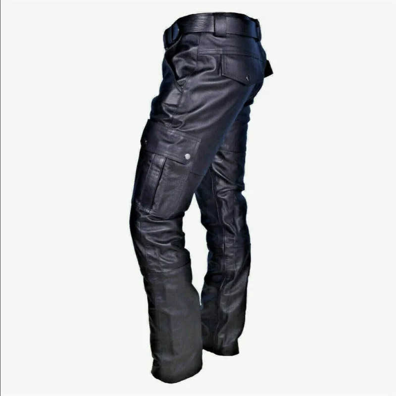 New Men Leather Pants Black / Red / Brown Fashion Men's Dance Party Casual Trousers Large Size 5XL