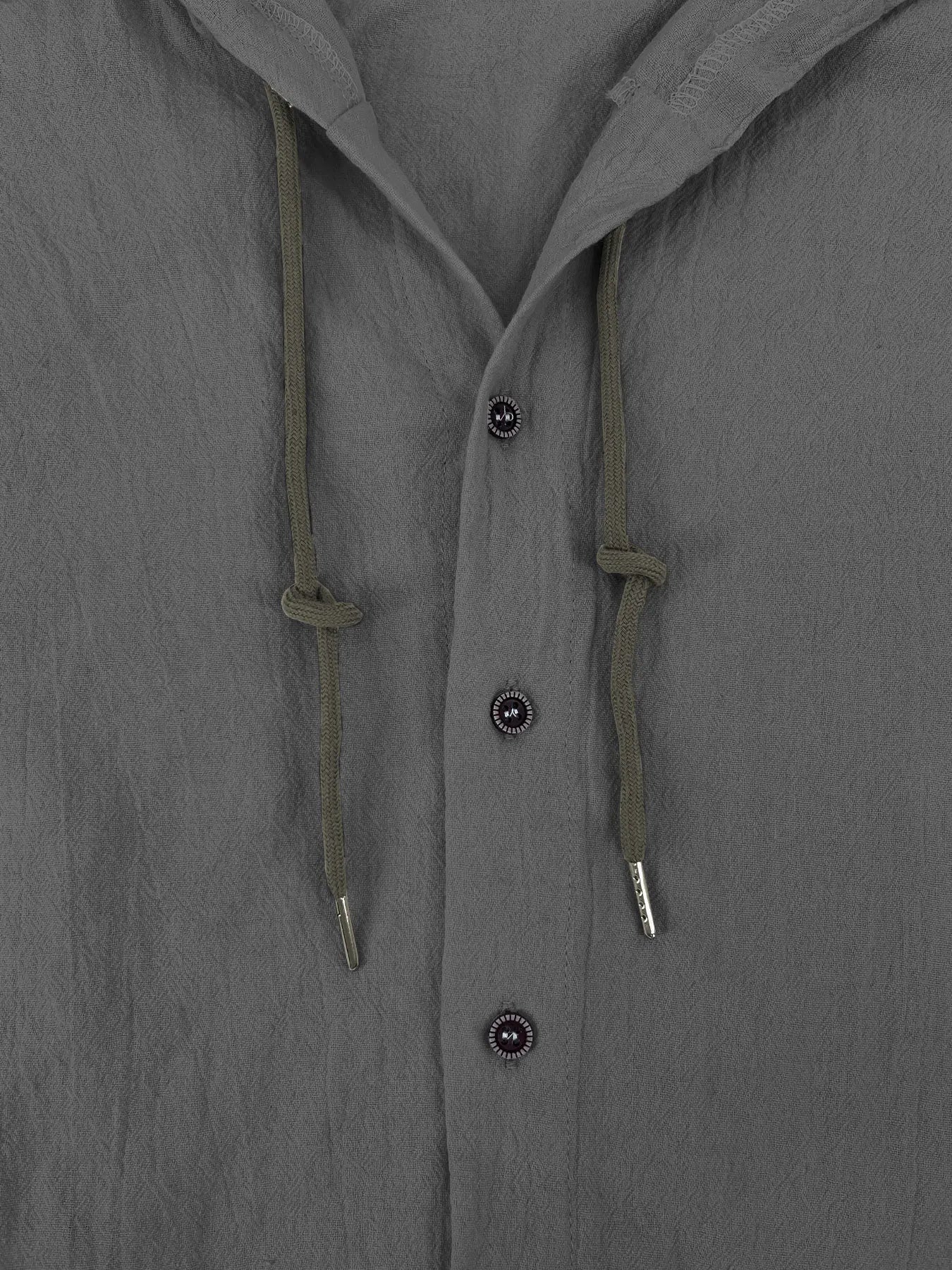 Summer Men's Linen Shirt Solid Streetwear Long Sleeve Hoodie Cardigan