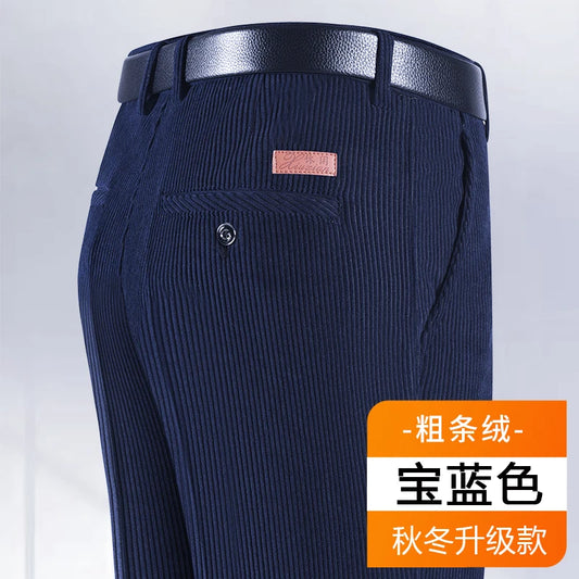 Cotton Corduroy Pants Men Soft and Comfortable Fabric Corduroy Joggers For Middle-aged Men Dad Husband Daily Office Pants - FashionMojos.com