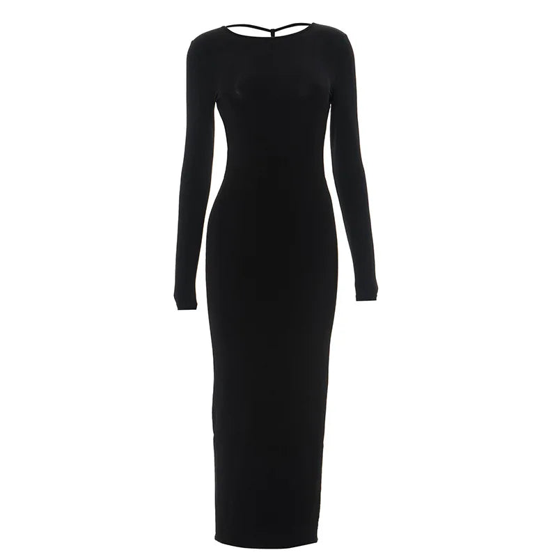 Shestyle Backless Black Pencil Dress