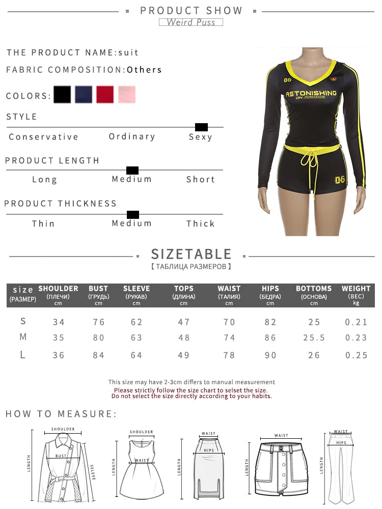 Weird Puss Women Tracksuit 2 Piece Set Stroke Tight Hipster Letter Print Sporty Casual Crop Tops+Shorts Street Matching Outfits