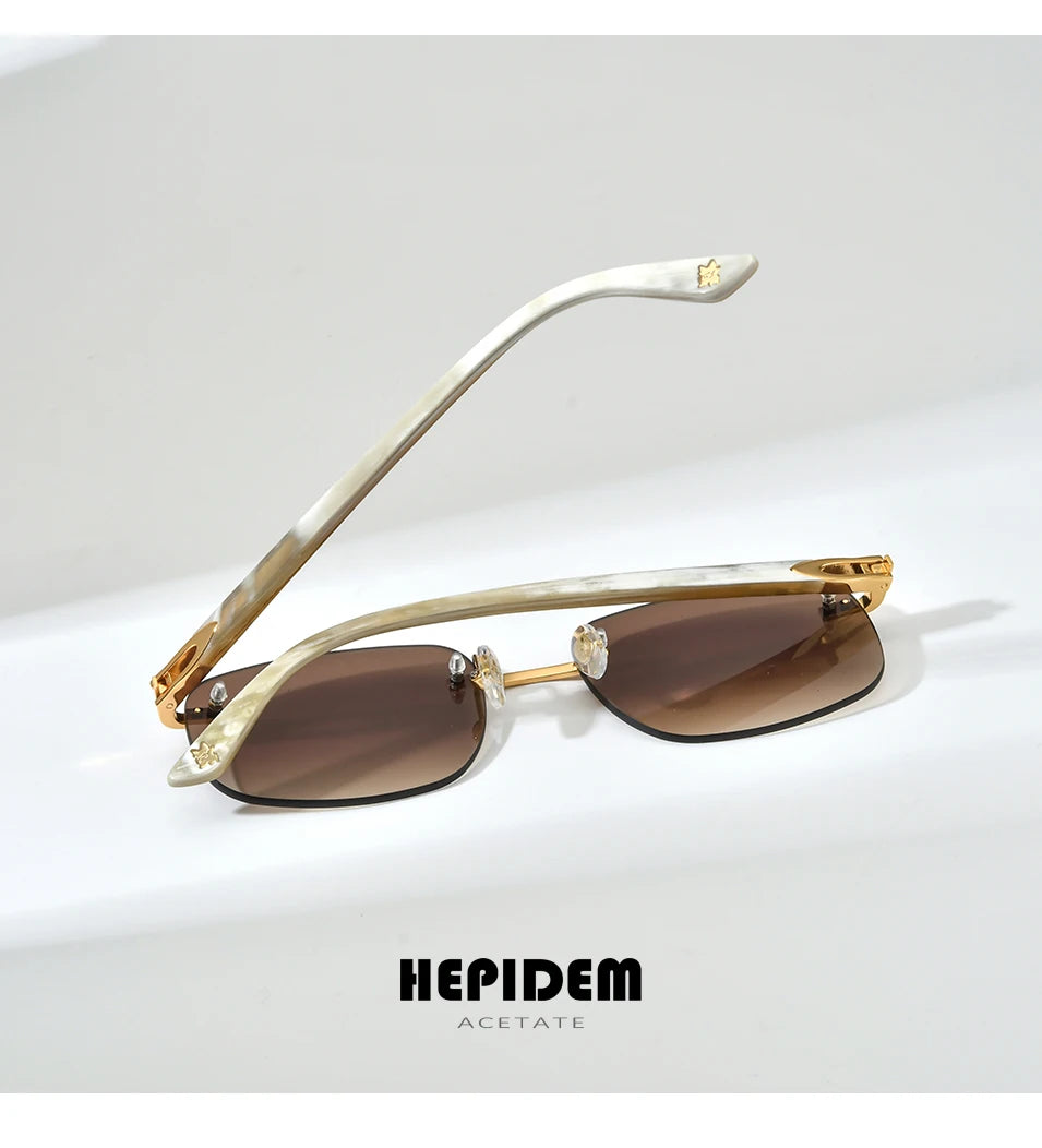 HEPIDEM Buffalo Horn Glasses Women New Square Rimless High Quality Men Sunglasses Luxury Eyewear Buffs Eyeglasses