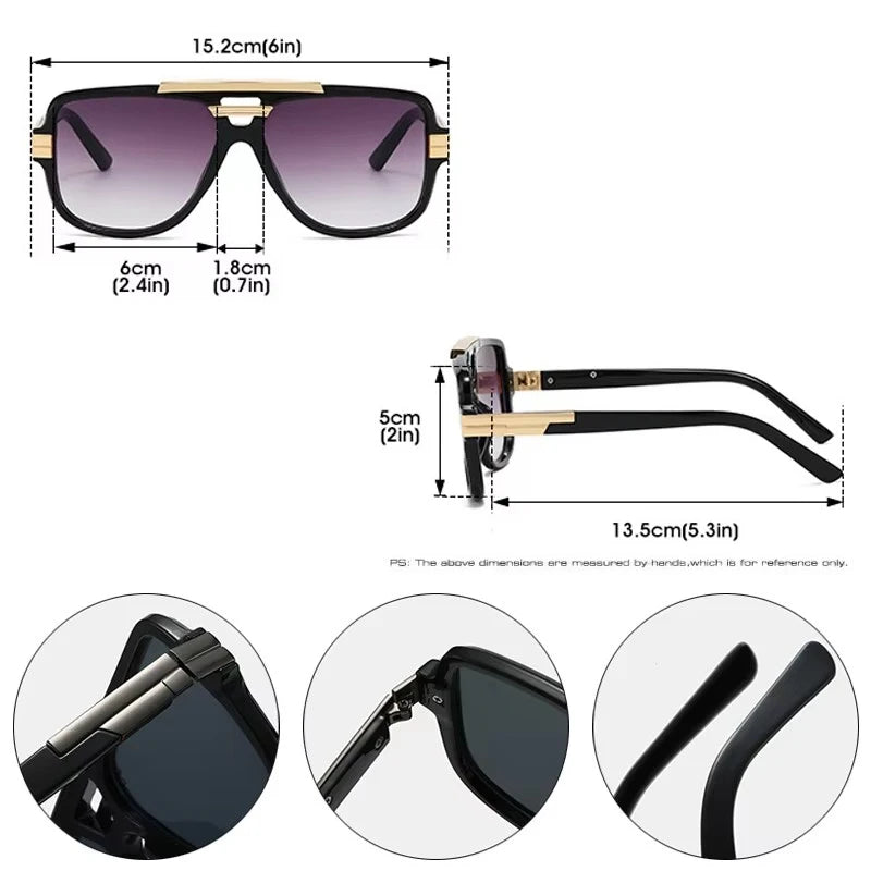 SO&EI Retro Square Double Bridges Men Sunglasses Fashion Brand Designer Shades UV400 Women Gradient Sun Glasses