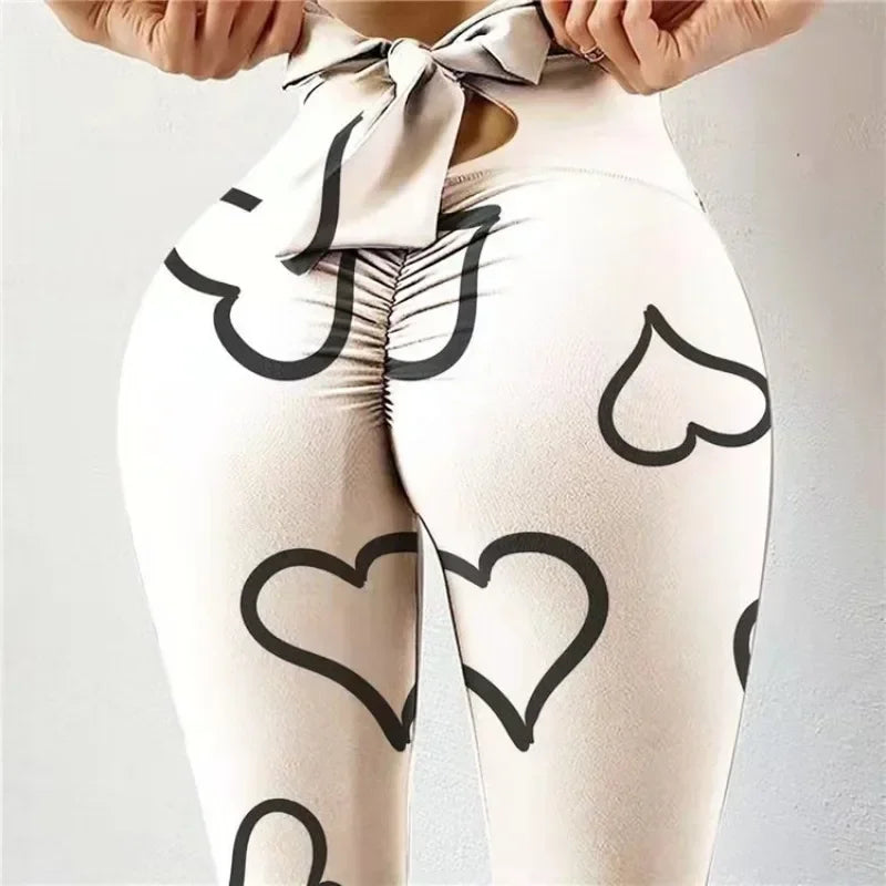 High Waist Sexy Butterfly Printed Leggings Bowknot Yoga Pants Bow Bandage Tights Women Butt Lift Exercise Fitness Yoga Legging