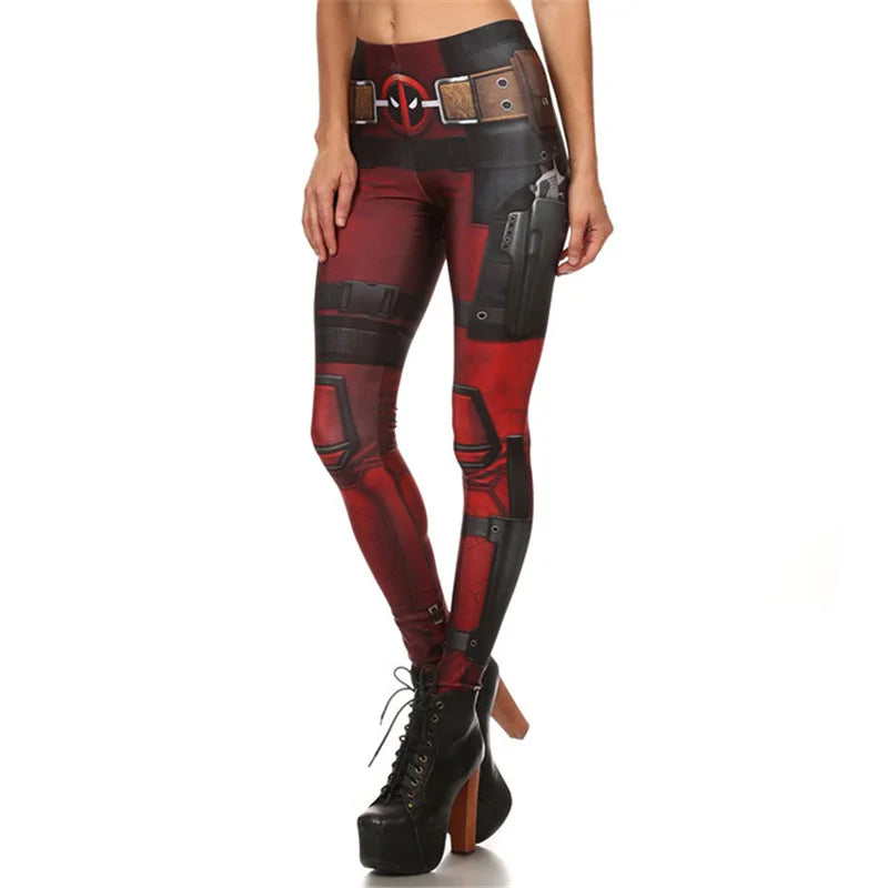 Nadanbao Leggings Holiday Party Cosplay Women Deadpool Wolverine Print Elastic Leggings Female Sexy Tights Mid Waist Trousers