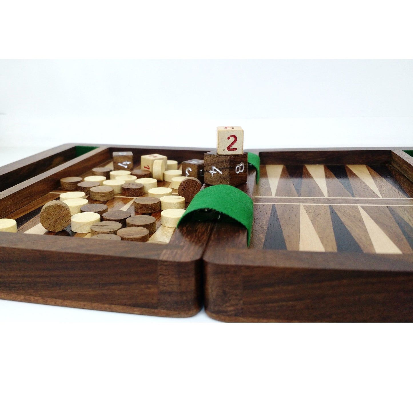 6" Wooden Travel Backgammon Set Includes Game Pieces & Folding Board Royal Chess Mall
