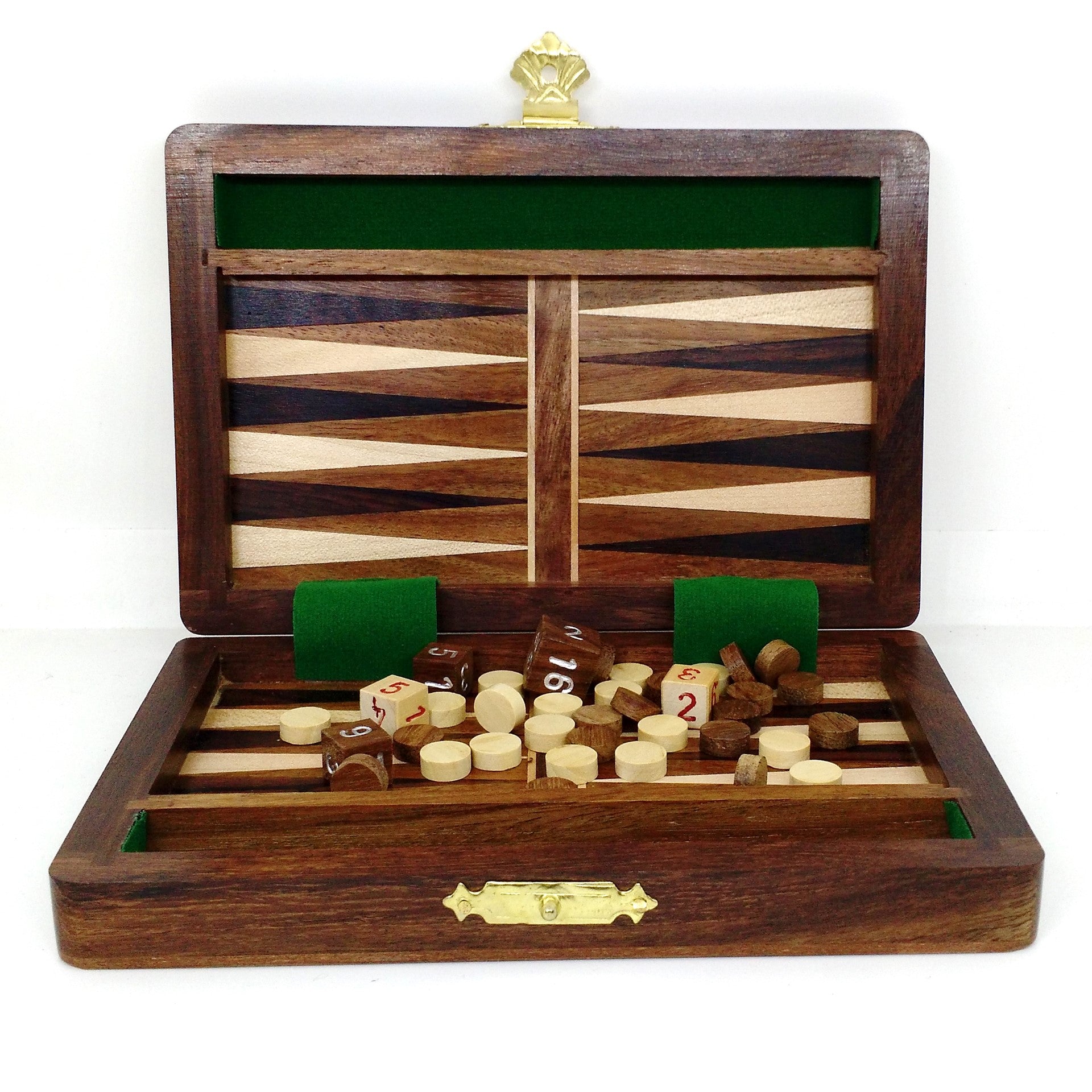 6" Wooden Travel Backgammon Set Includes Game Pieces & Folding Board Royal Chess Mall