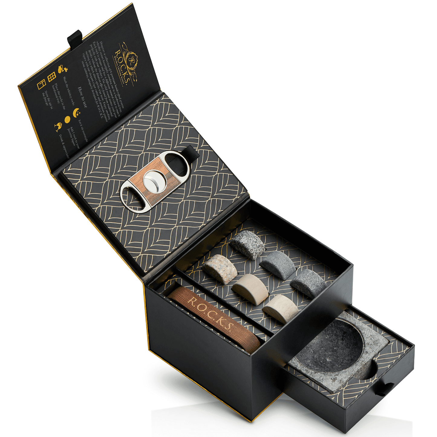 The Gentleman's Set - Cigar Aficionado DC-ROCKS Whiskey Chilling Stones