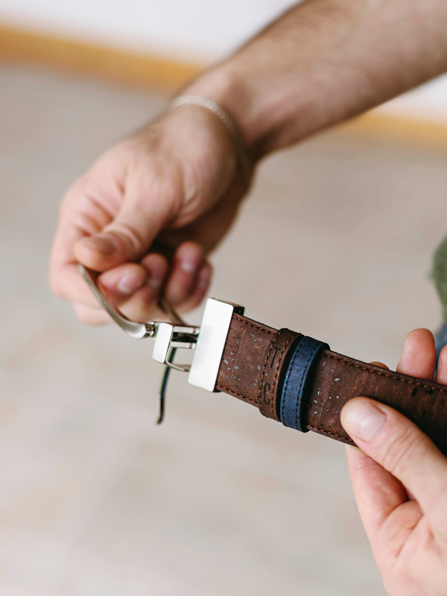 Cork Reversible Men's Belt (Brown/Navy)